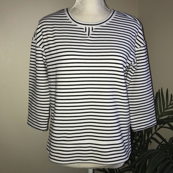 Lou & Grey Ottoman Stripe Popover Crew Neck Top XS - Picture 2 of 7